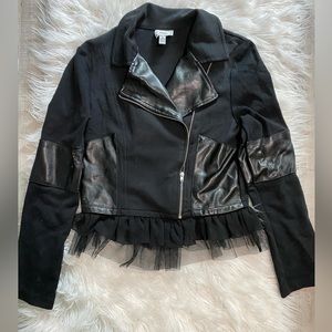 D-Signed Disney faux leather zipper jacket girl szM(10/12)